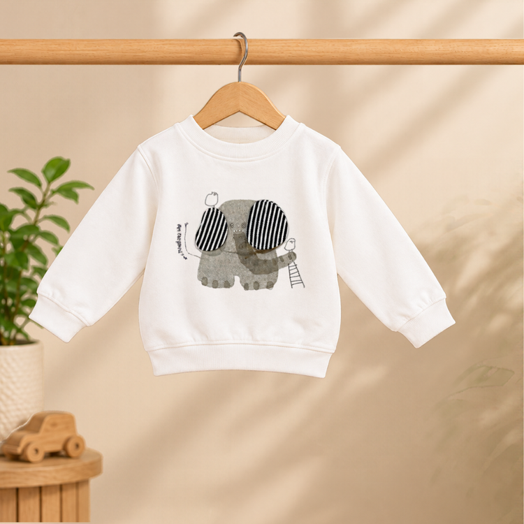 CuddleKins Playful Elephant Graphic Sweatshirt - Off-White