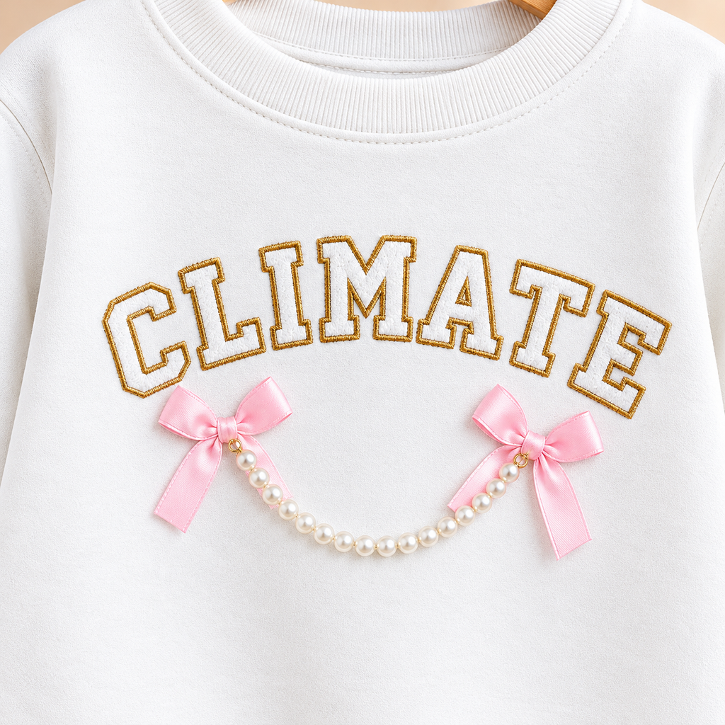 CuddleKins Off-White Bow & Chain Graphic Sweatshirt for Girls