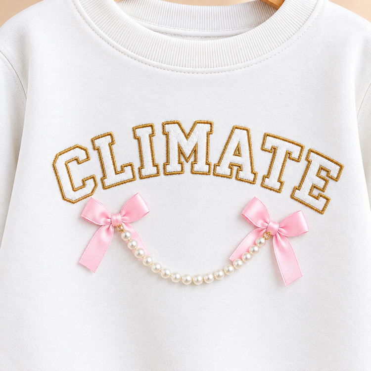 CuddleKins Off-White Bow & Chain Graphic Sweatshirt for Girls
