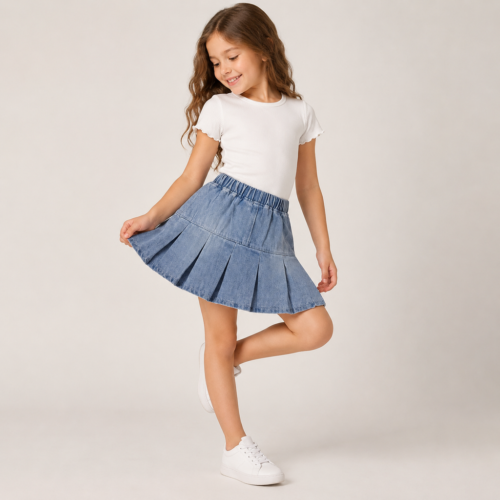 Girls Denim Flared Skirt