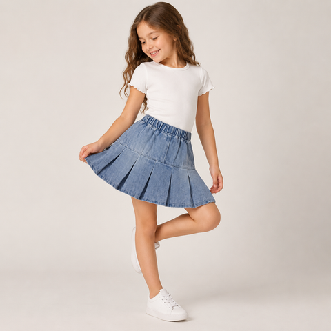 Girls Denim Flared Skirt