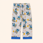 Boys Cotton Construction Vehicle Print Night Suit | Half Sleeve Shirt & Pyjama Set