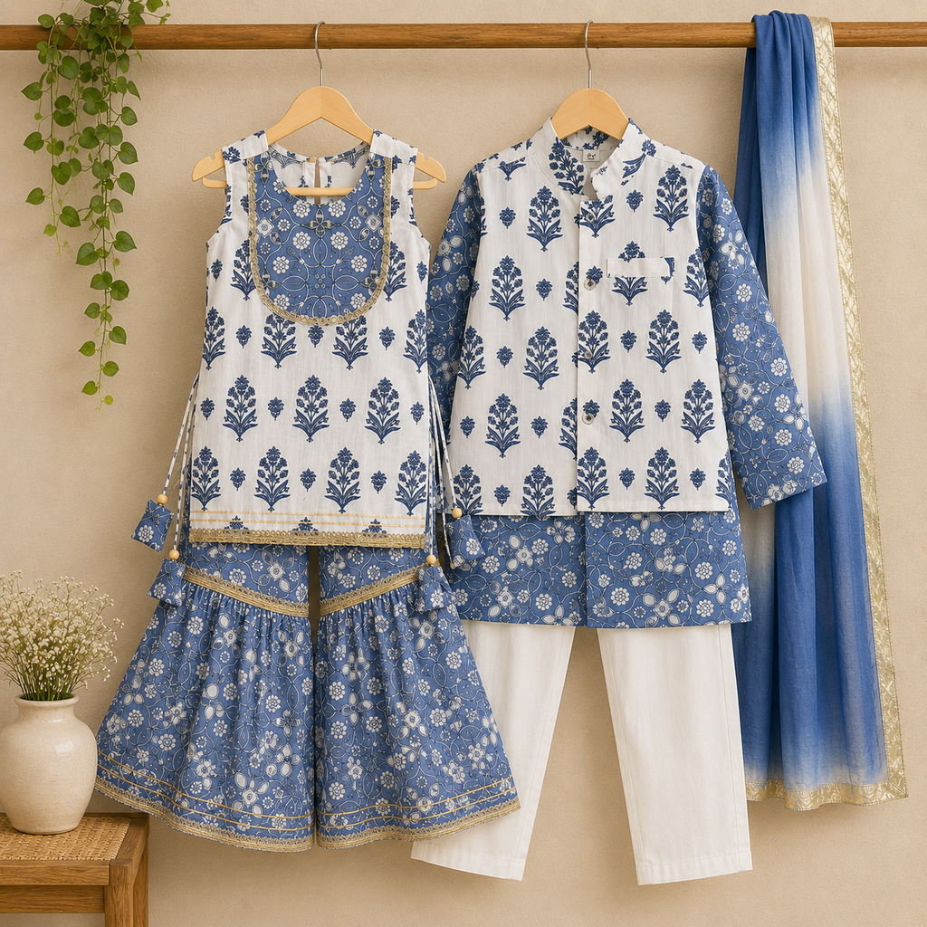 Blue Blossom Sibling Twinning Festive Set