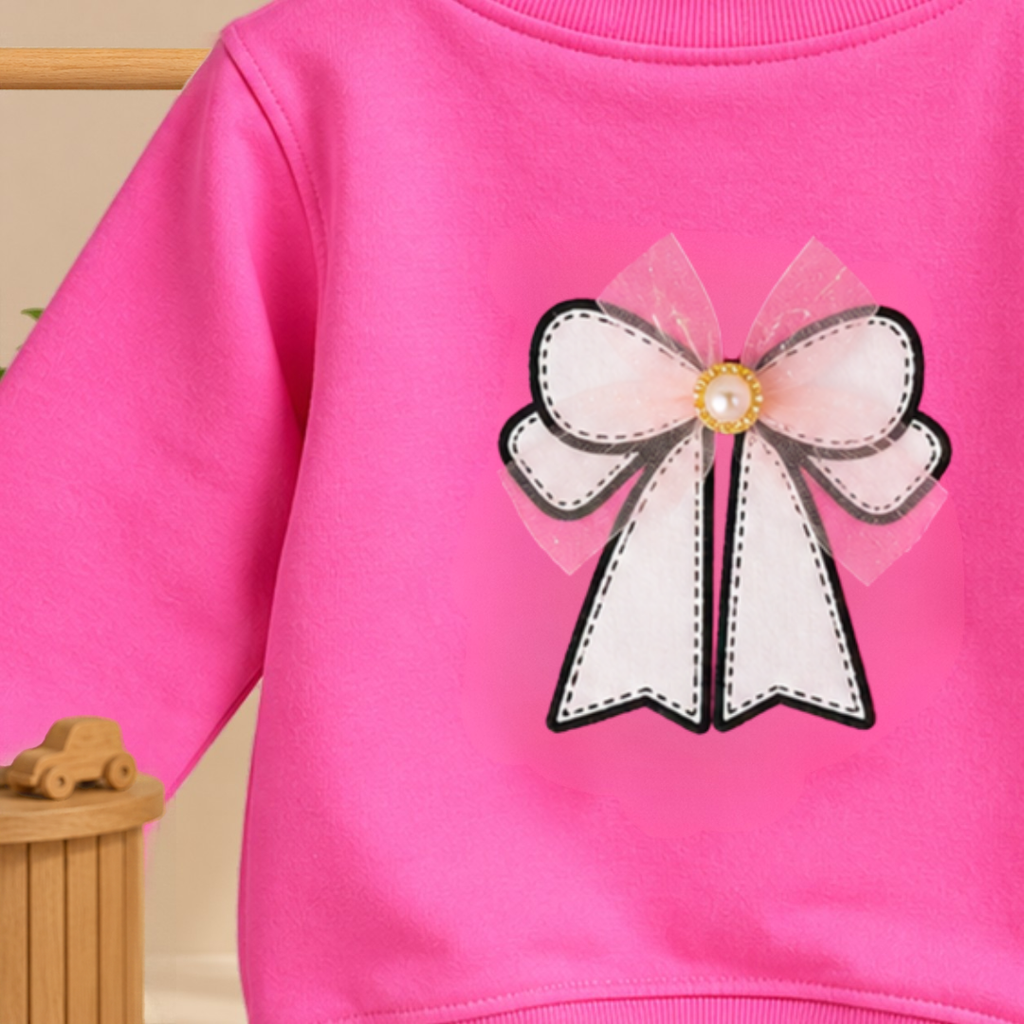 CuddleKins Pink Bow Graphic Sweatshirt for Girls