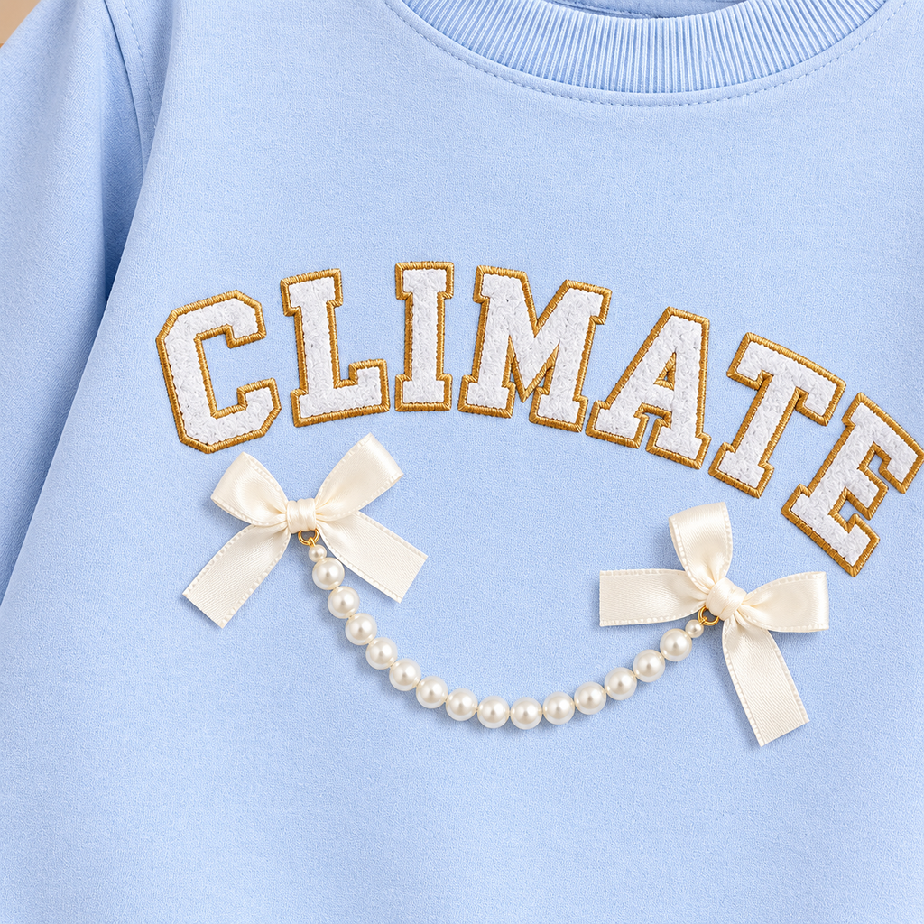 CuddleKins Light Blue Bow & Chain Graphic Sweatshirt for Girls