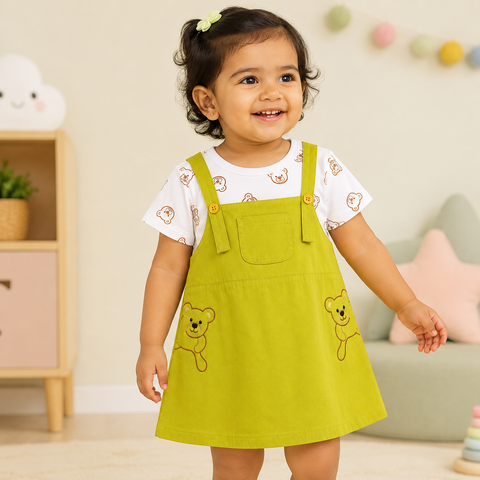 Girls Bear Layered Dress