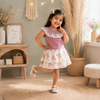 Girls Lace Top & Floral Skirt Set