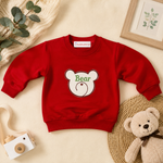Bear Print boys Kids pre winters Sweatshirt – Red colour