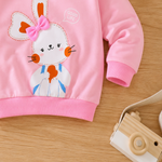 Pink Bunny Printed Fleece Sweatshirt