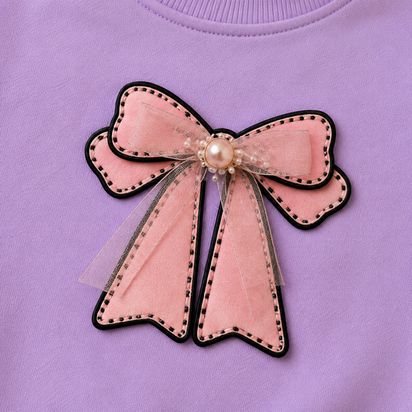 Cute Bow Kids Pre-Winter Sweatshirt – Lavender