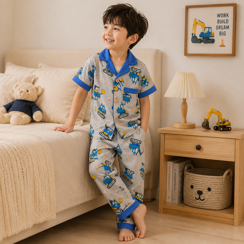 Boys Vehicle Print Night Suit