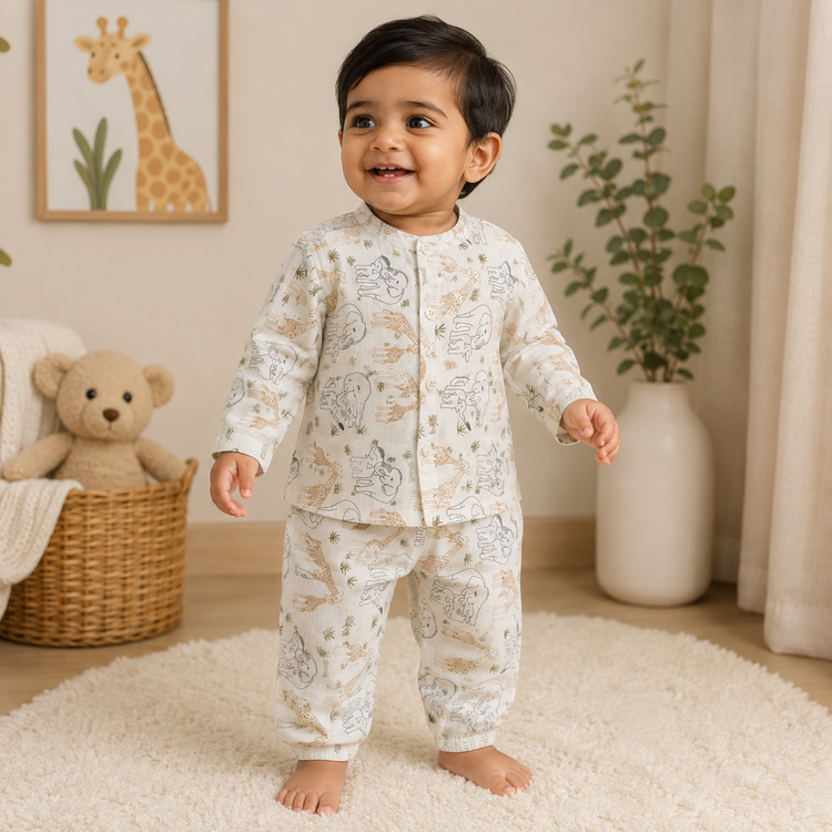 Unisex Safari Cotton Night Suit Set