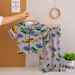 Boys Cotton Car Print Night Suit | Full Sleeve Shirt & Pyjama Set