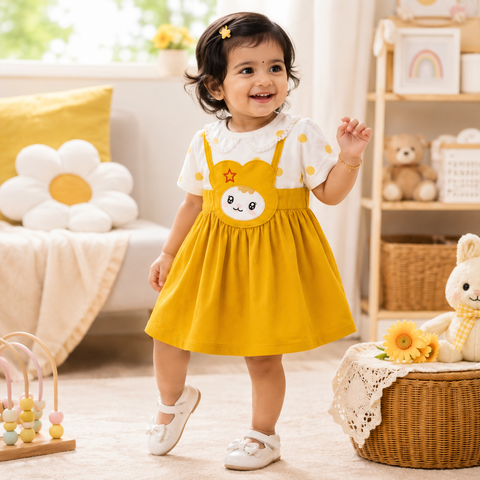 Girls Bunny Dress – Yellow