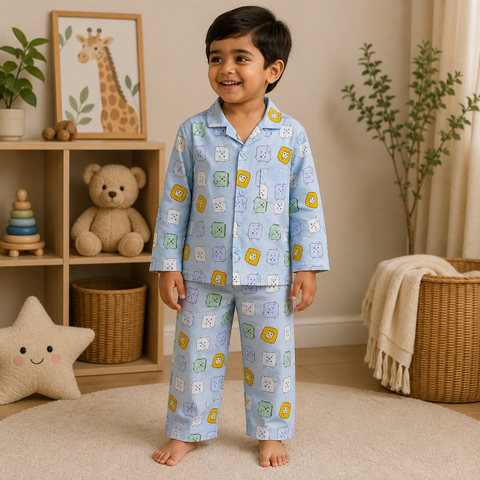 Boys Muslin Animal Print Night Suit