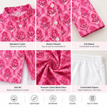 CuddleKins Boys Pink Floral Printed Ethnic Kurta with White Pants