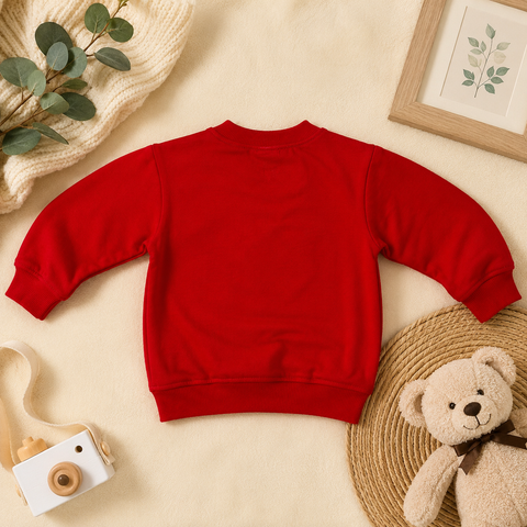 Boys Bear Print Sweatshirt – Red
