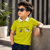 Boys Dino Polo T-Shirt – Lime Green