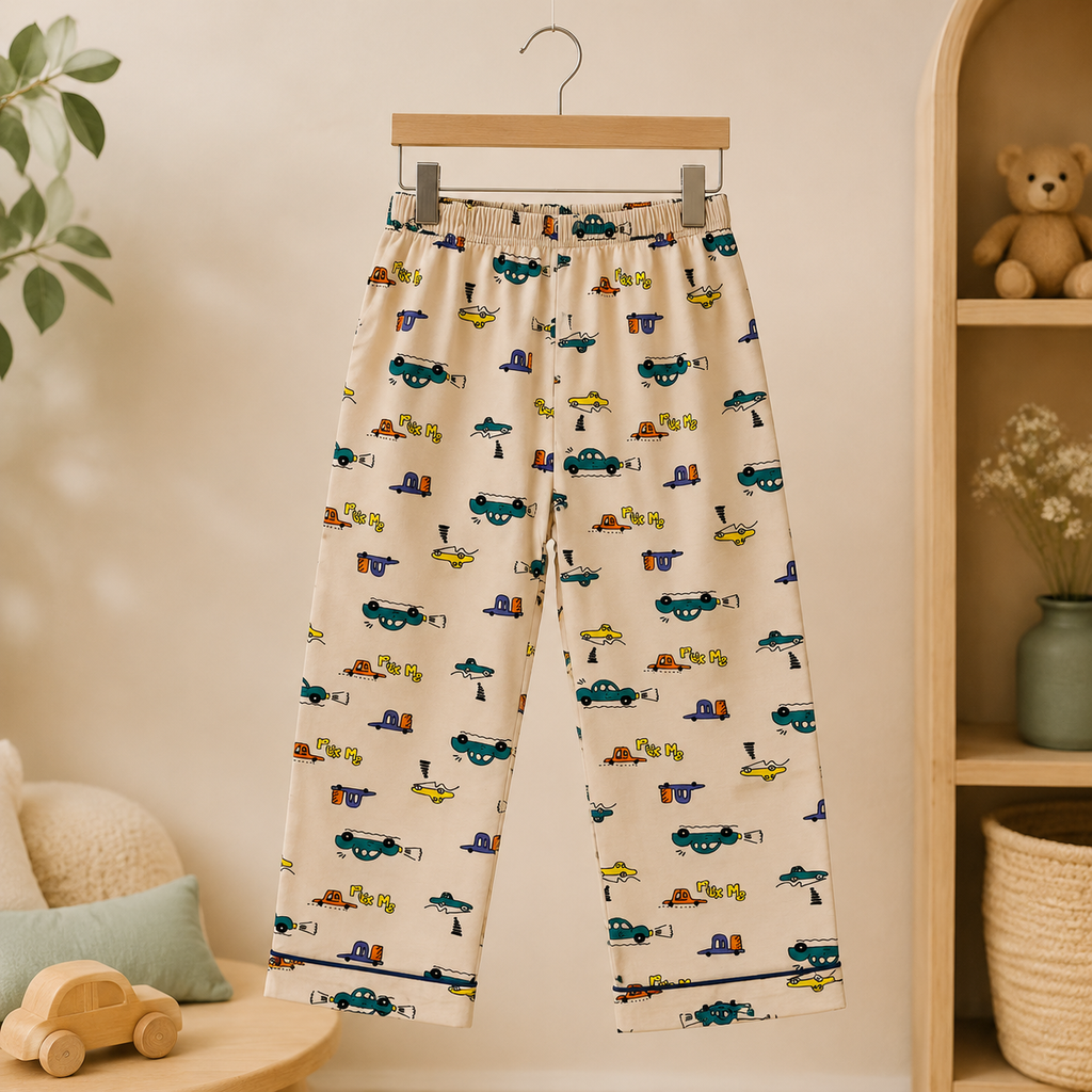Little Cars Printed Cotton Night Suit Co-ord Set