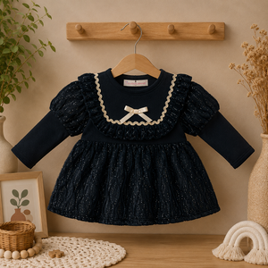 Glitter Party Dress with Ruffle Detailing