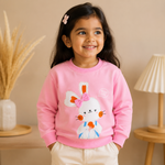 Pink Bunny Printed Fleece Sweatshirt