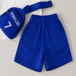 Boys Seven 7 Cotton T-Shirt & Shorts Co-Ord Set with Matching Sling Bag