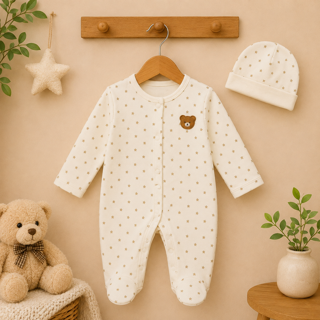 Baby Cotton Sleepsuit with Cap