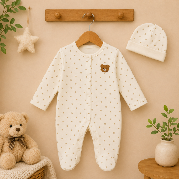 Baby Cotton Sleepsuit with Cap