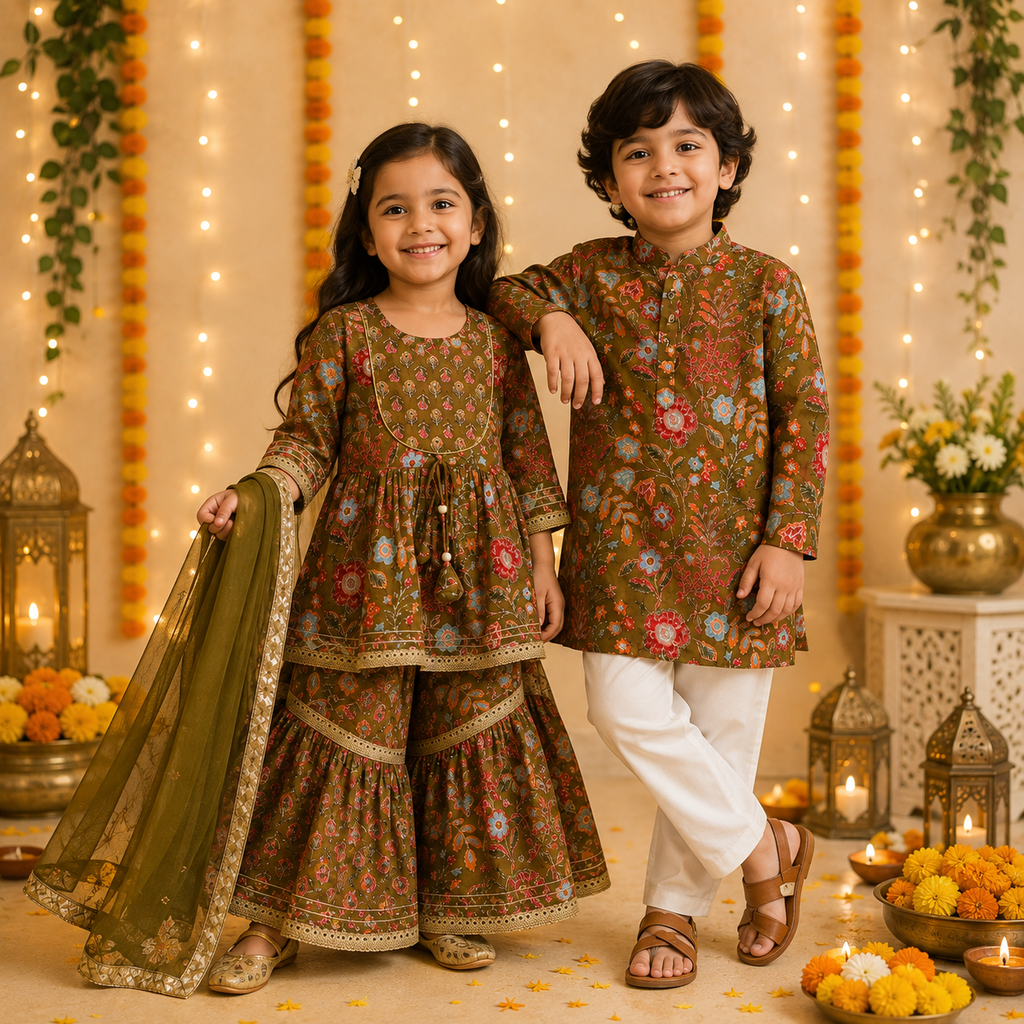 Olive Bloom Sibling Twinning Festive Set