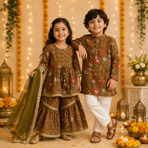 Olive Bloom Sibling Twinning Festive Set