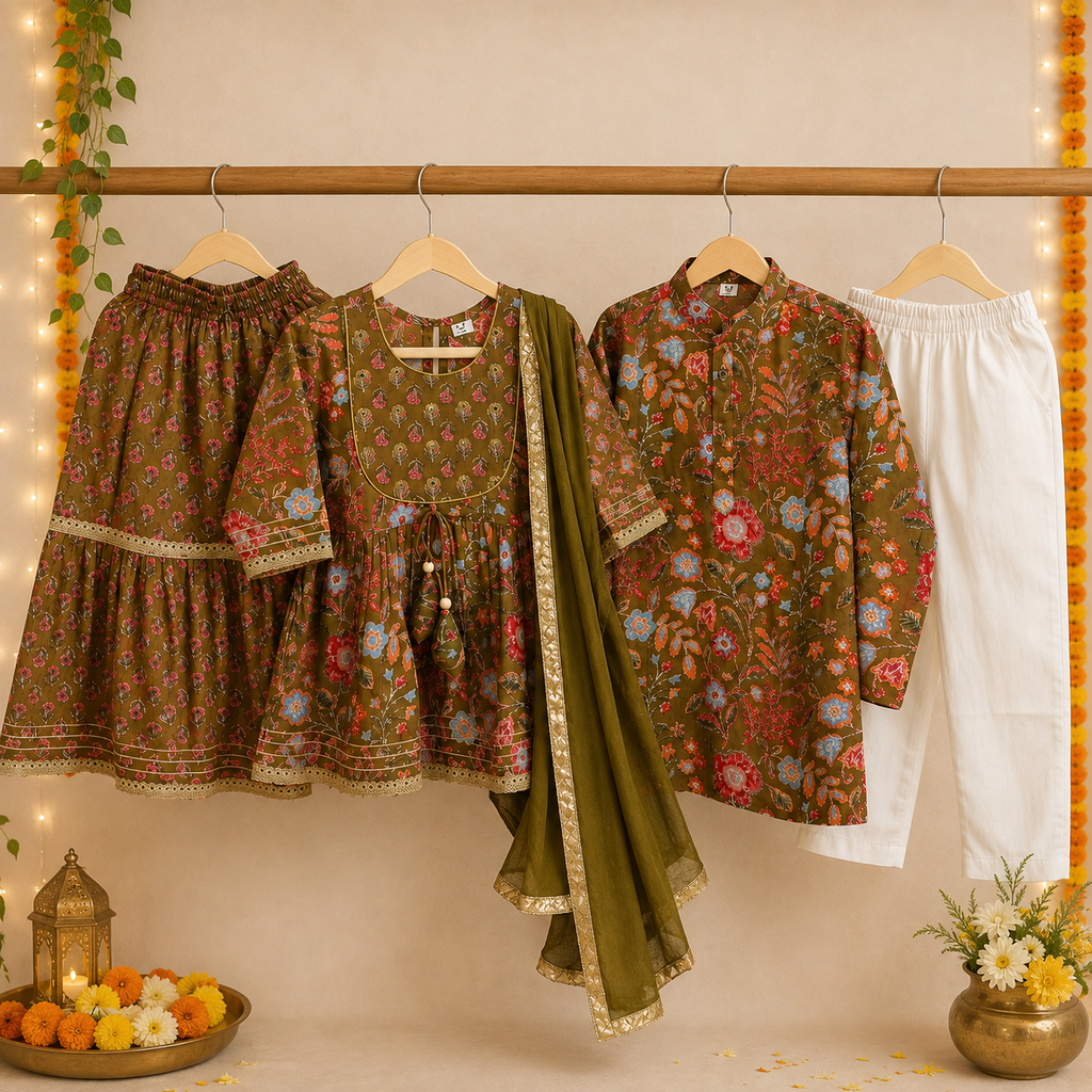 Olive Bloom Sibling Twinning Festive Set