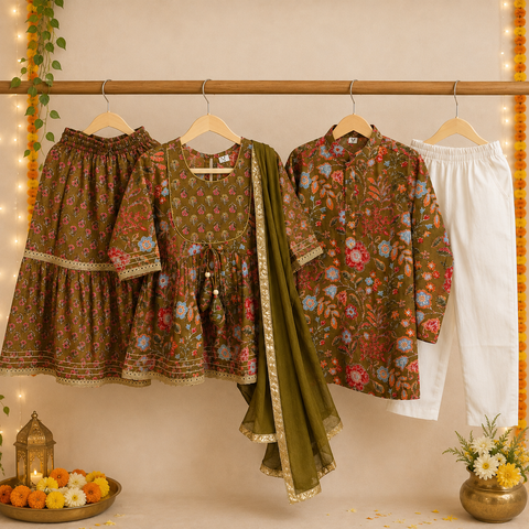 Olive Bloom Sibling Twinning Festive Set