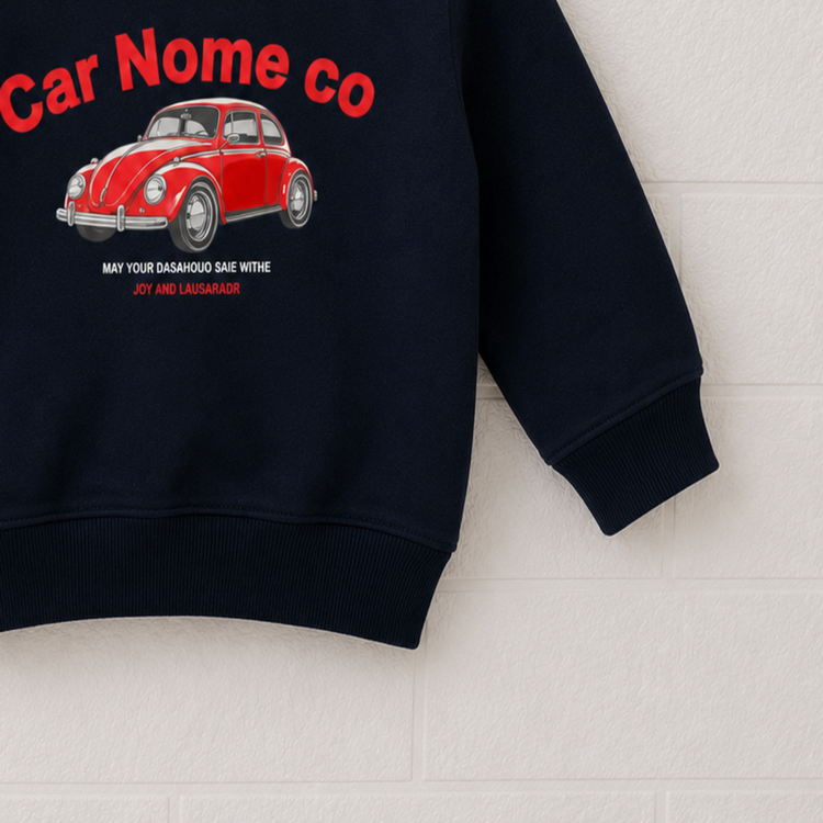 Red Car Printed Navy Blue Sweatshirt