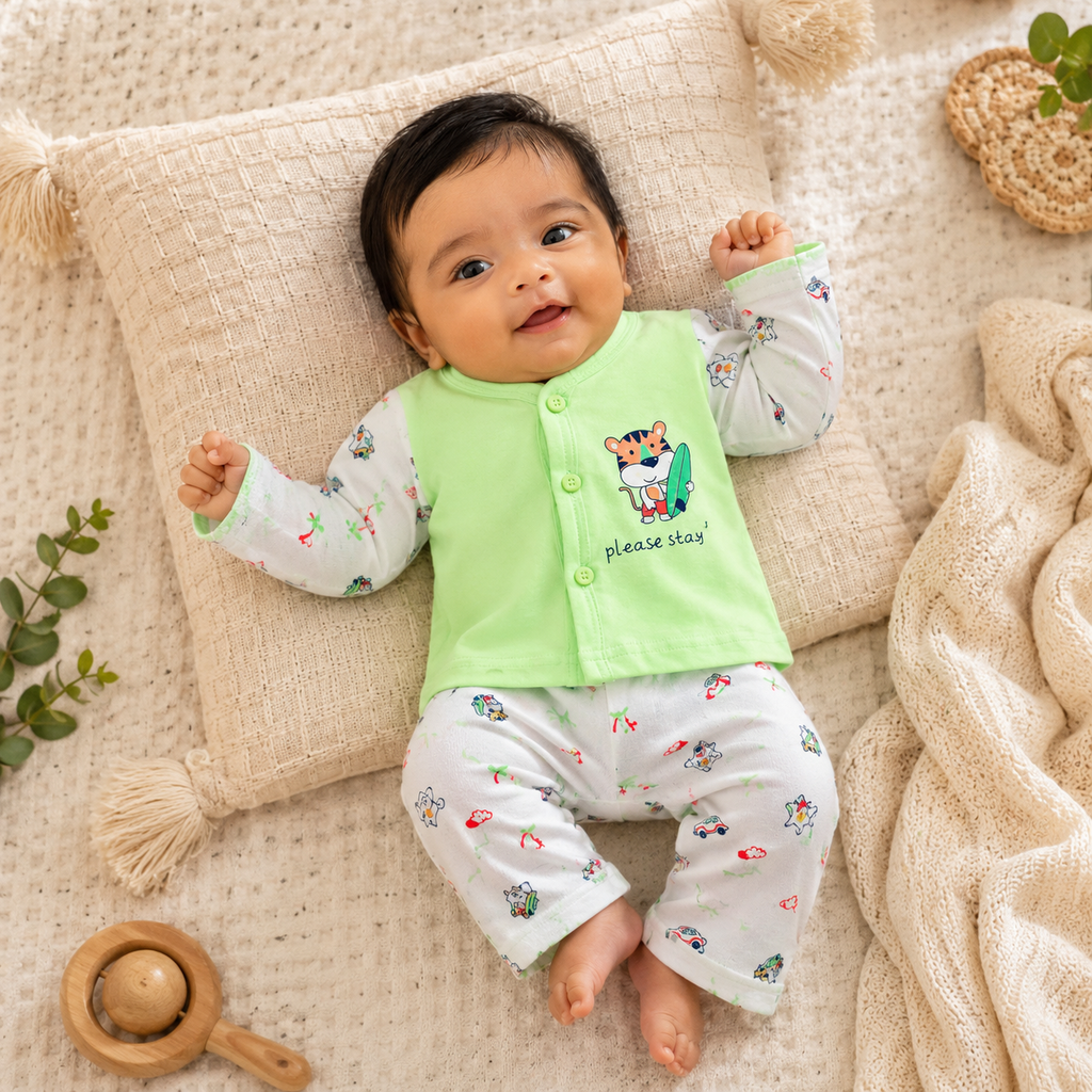 Mint Green Cotton Newborn Clothing Set (2 Pair set)