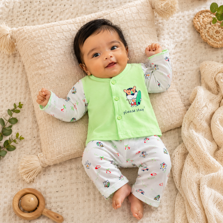 Mint Green Cotton Newborn Clothing Set (2 Pair set)
