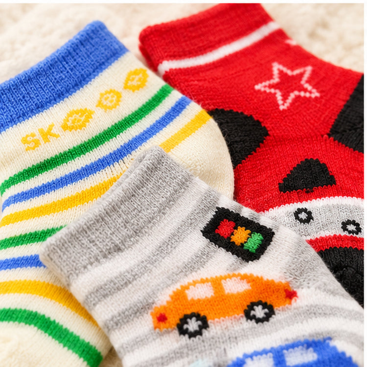 Tiny Toes by CuddleKins | Baby Boys Socks | Pack of 3 | 0–12 Months