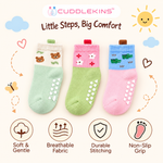 Tiny Grips by CuddleKins | Unisex Anti-Slip Baby Socks | Any 3 Pairs