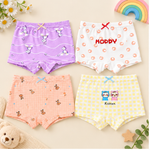 Girls Colourful Cartoon Printed Boxer Underwear | Pack of 4 | Kids Innerwear