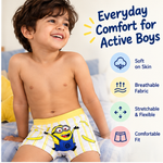 Boys Yellow Cartoon Printed Boxer Underwear | Pack of 4 | Kids Innerwear