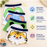 Boys Cute Animal Printed Boxer Underwear | Pack of 4 | Kids Innerwear