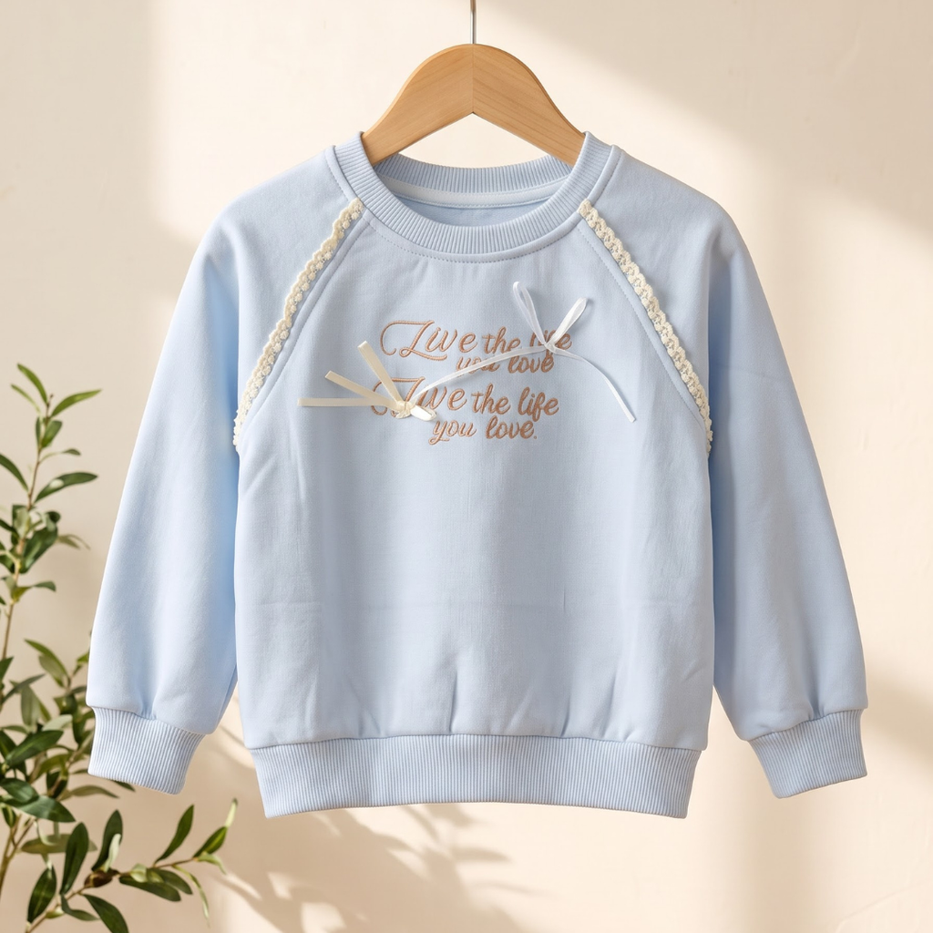 CuddleKins Light Blue Live the Life Bow Graphic Sweatshirt for Girls