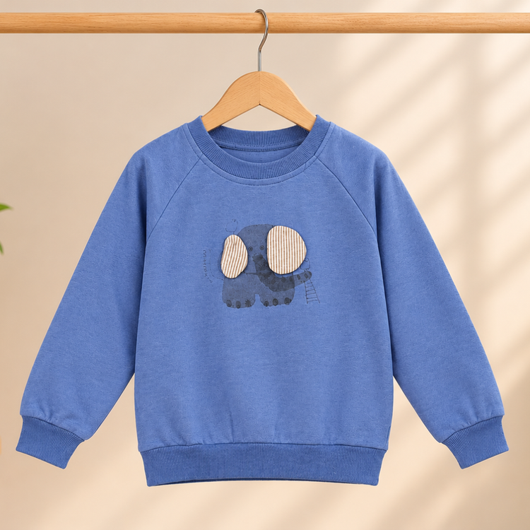 CuddleKins Playful Elephant Graphic Sweatshirt - Blue