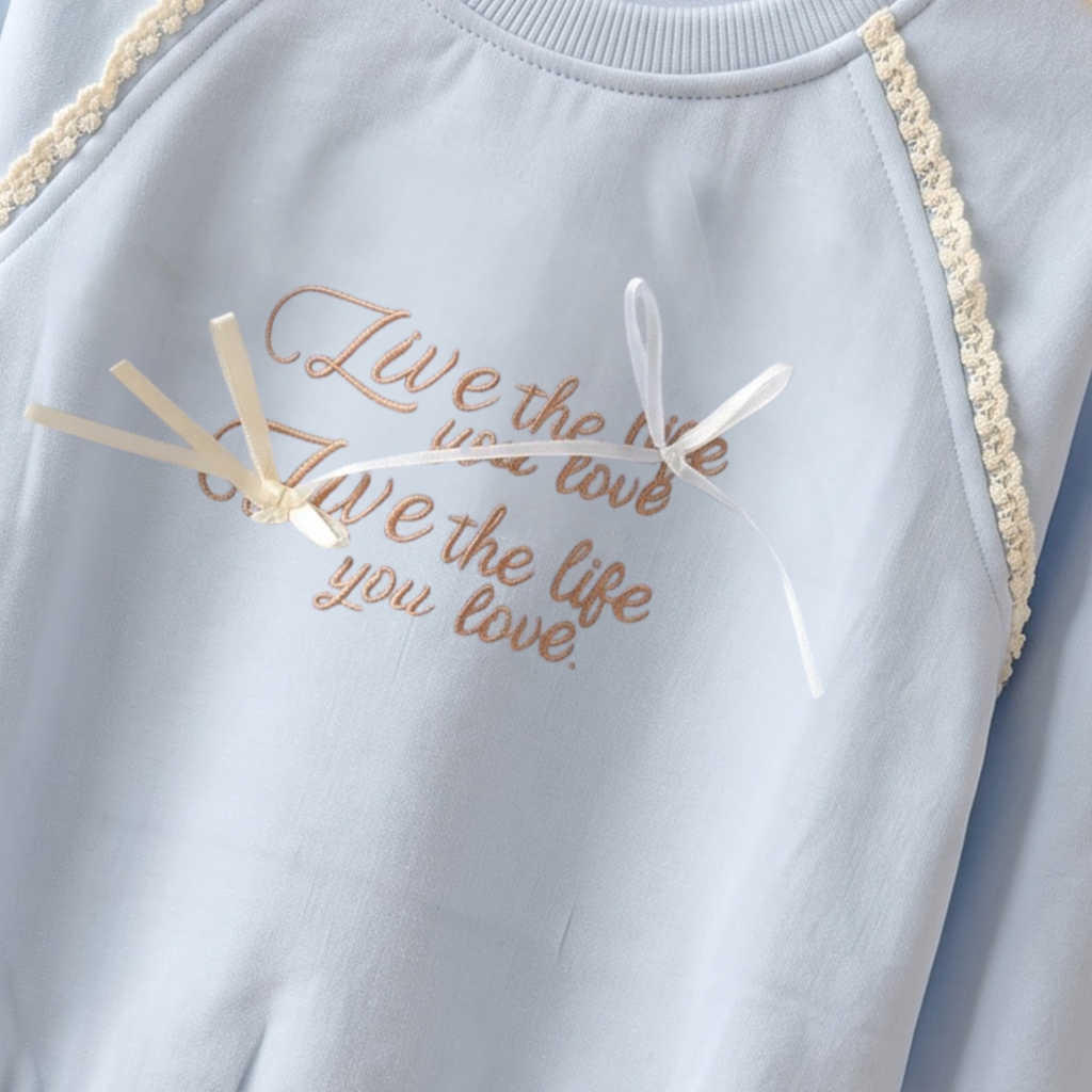 CuddleKins Light Blue Live the Life Bow Graphic Sweatshirt for Girls