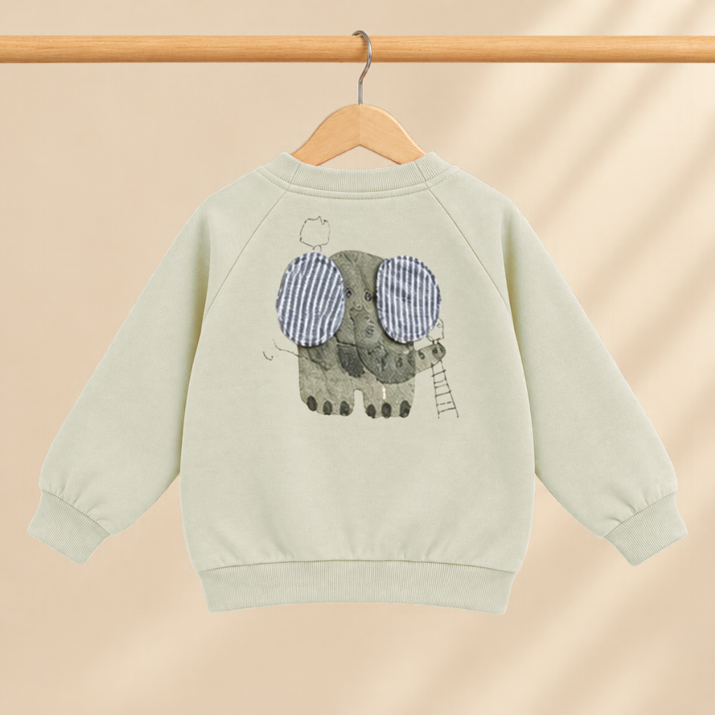 CuddleKins Boys Sage Green Elephant Graphic Sweatshirt