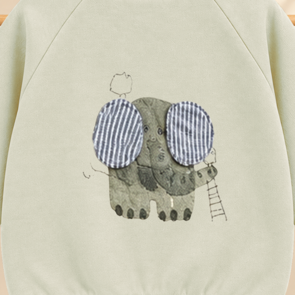 CuddleKins Boys Sage Green Elephant Graphic Sweatshirt