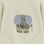 CuddleKins Boys Sage Green Elephant Graphic Sweatshirt