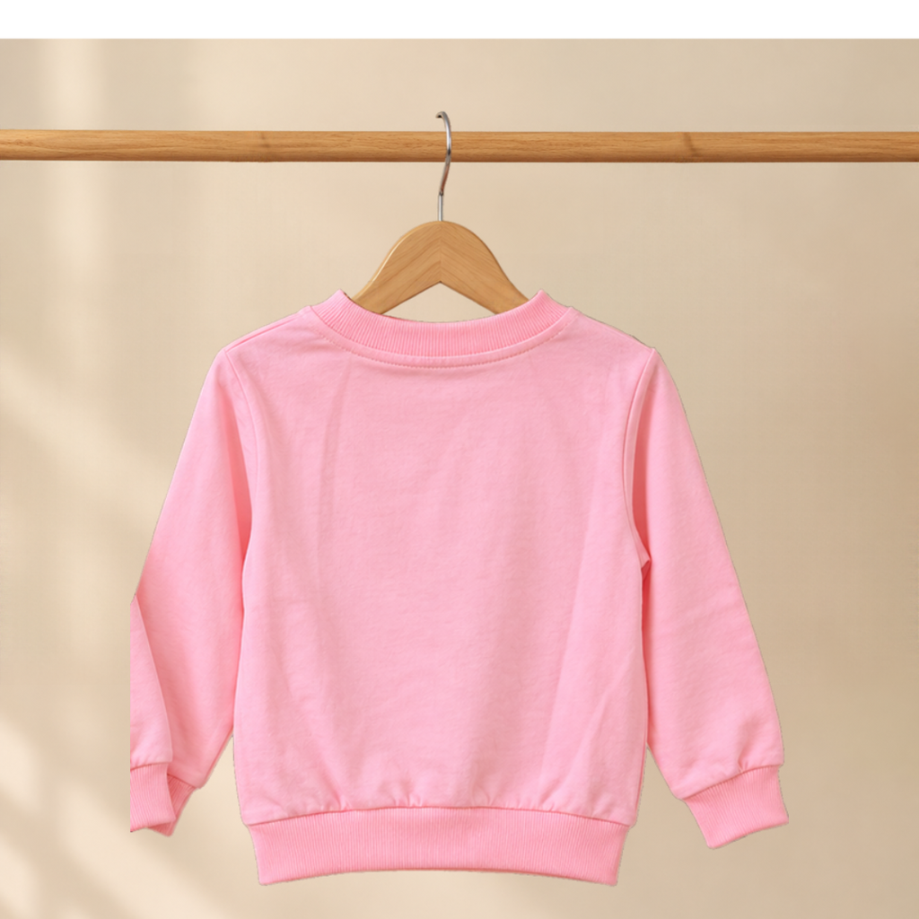 CuddleKins Girls Pink Bow Embellished Sweatshirt with Pearl Detailing