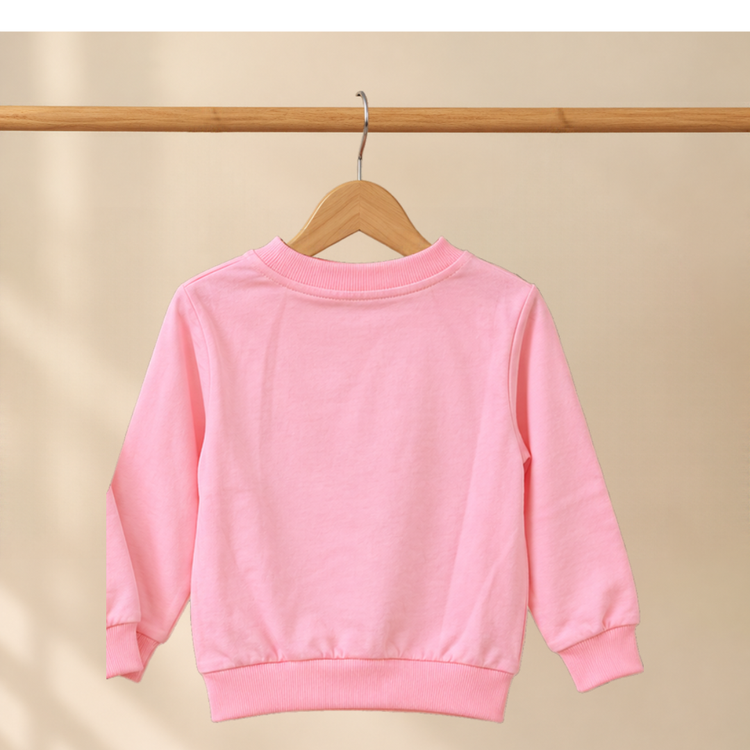 CuddleKins Girls Pink Bow Embellished Sweatshirt with Pearl Detailing