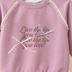 CuddleKins Girls Dusty Pink Sweatshirt with Ribbon Bow Detailing and Printed Text