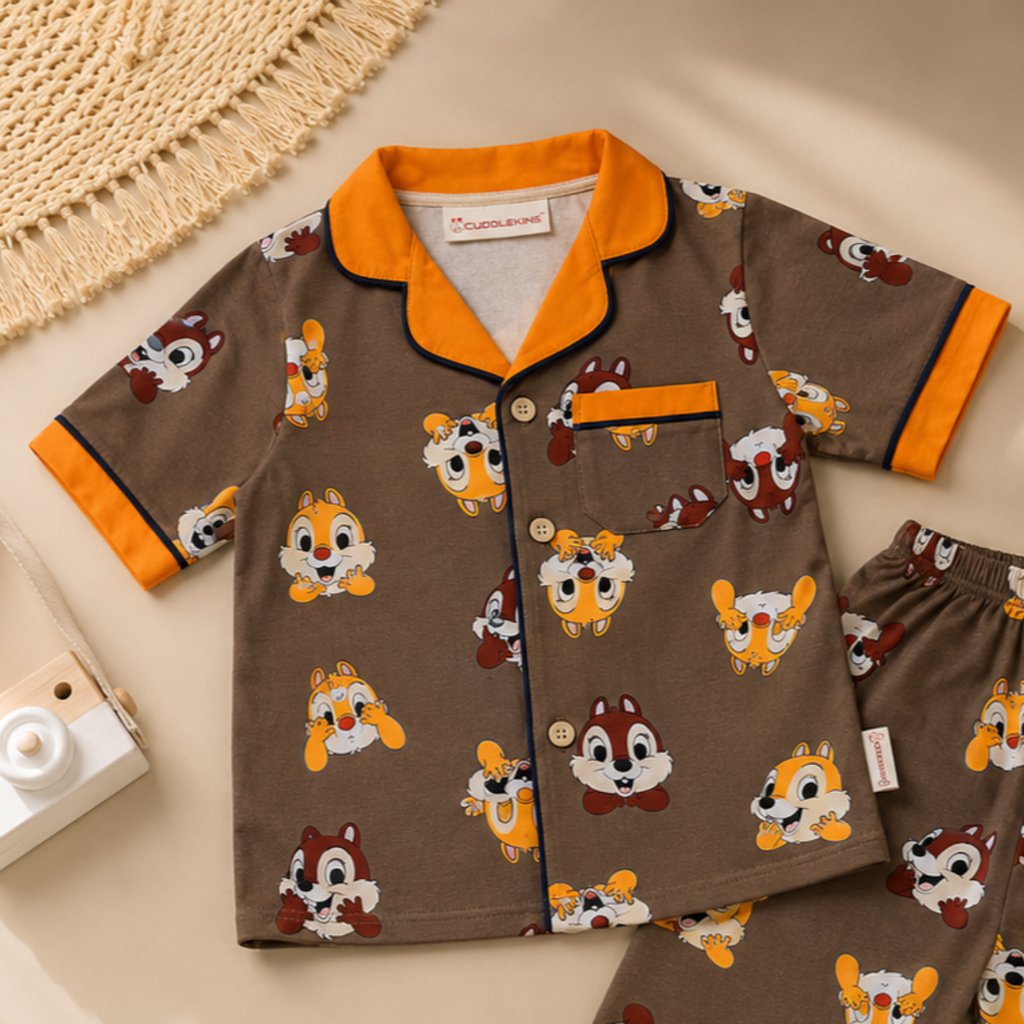 Little Explorer Cartoon Print Cotton Co-ord Set